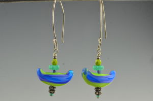 blue boat earrings