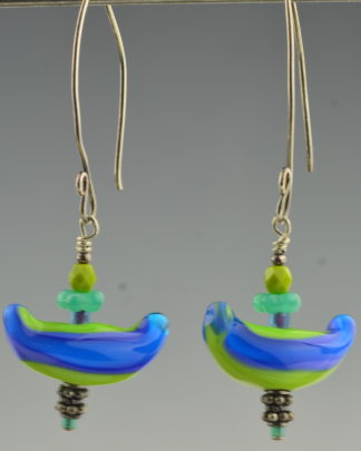 blue boat earrings
