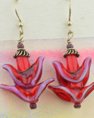 red pagoda earrings